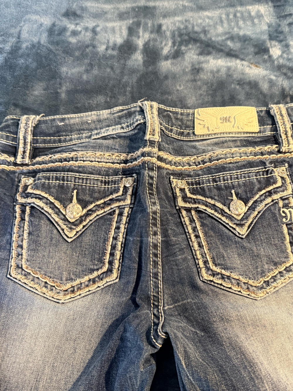 Miss Me  Dark Blue Slim Straight Jeans Crop